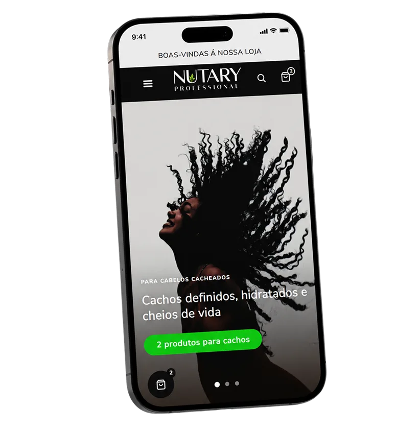 Catálogo virtual da Nutary Professional aberto em um celular